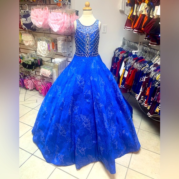 Ritzee Girls Other - Childs Size 12 Ritzee Girls Royal Blue Beaded Long BallgownPageant Dress